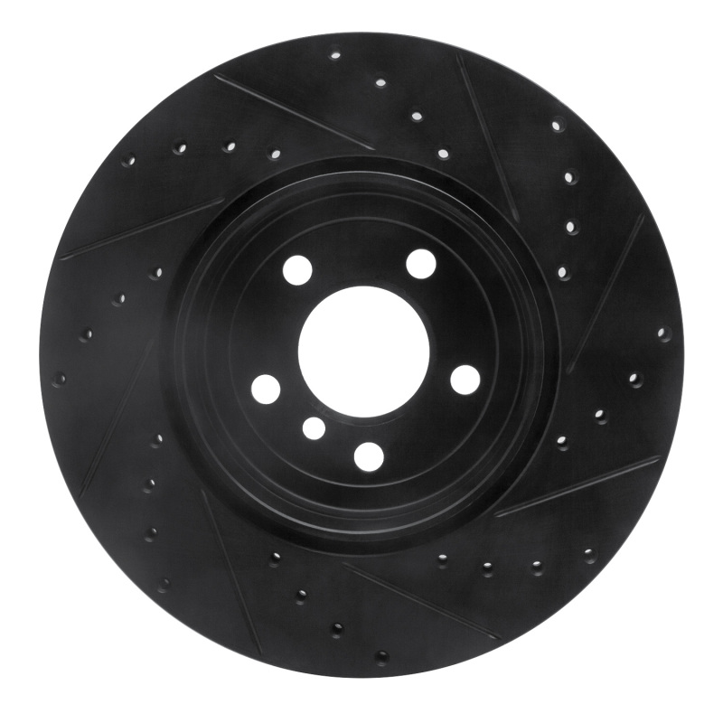 BMW 535I GT Brake Rotor (1) - Rear Left - R1 Concepts - Drilled & Slotted - Black - `10-`19